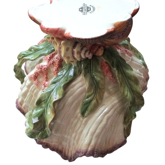 Vintage Fitz & Floyd Oceana Shell Centerpiece Bowl Y2K Retired GUC Small Chips - Picture 7 of 16